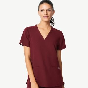 Casma™ Three-Pocket Scrub Top BURGUNDY